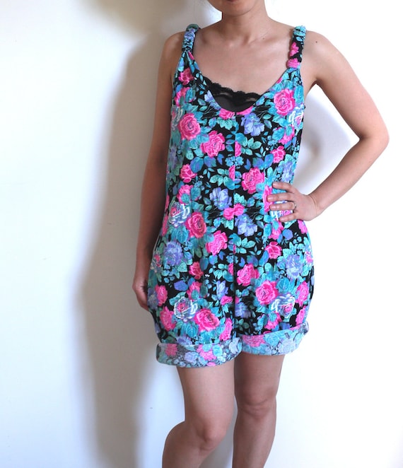 Oh Happy Days 80s Floral Romper Playsuit small medium