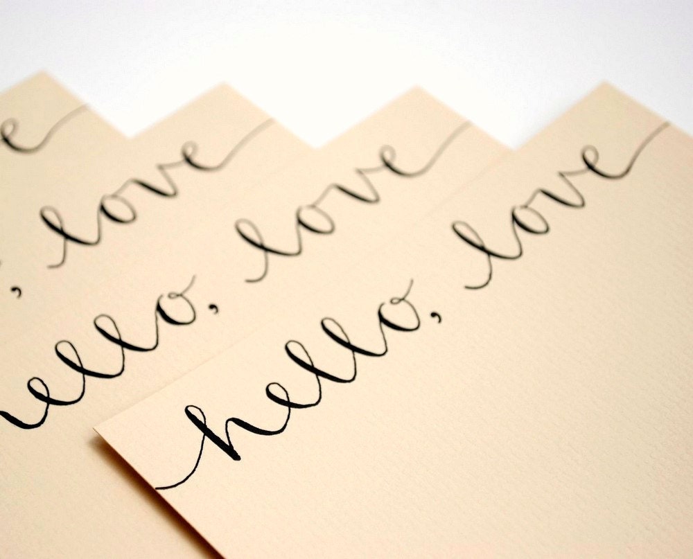 Hello Love Flat Notecards in Wheat - Set of 4