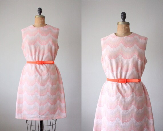 1960's art deco pink shift dress