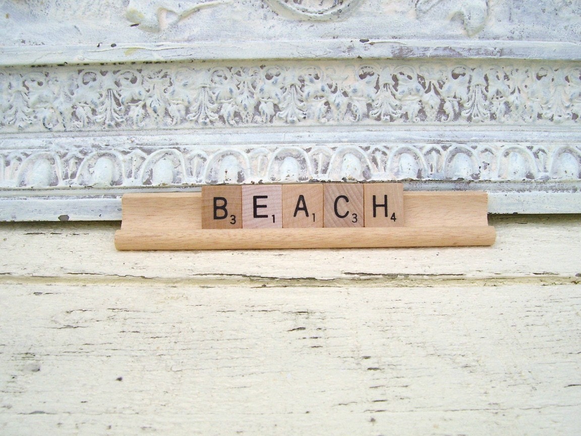 Coastal Cottage Decor Vintage Scrabble Beach Sign