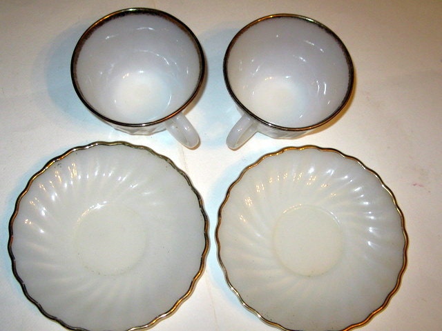 Saucers Hocking and King and anchor saucers Ware Cups Set Anchor cups of Vintage  2 Fire vintage hocking