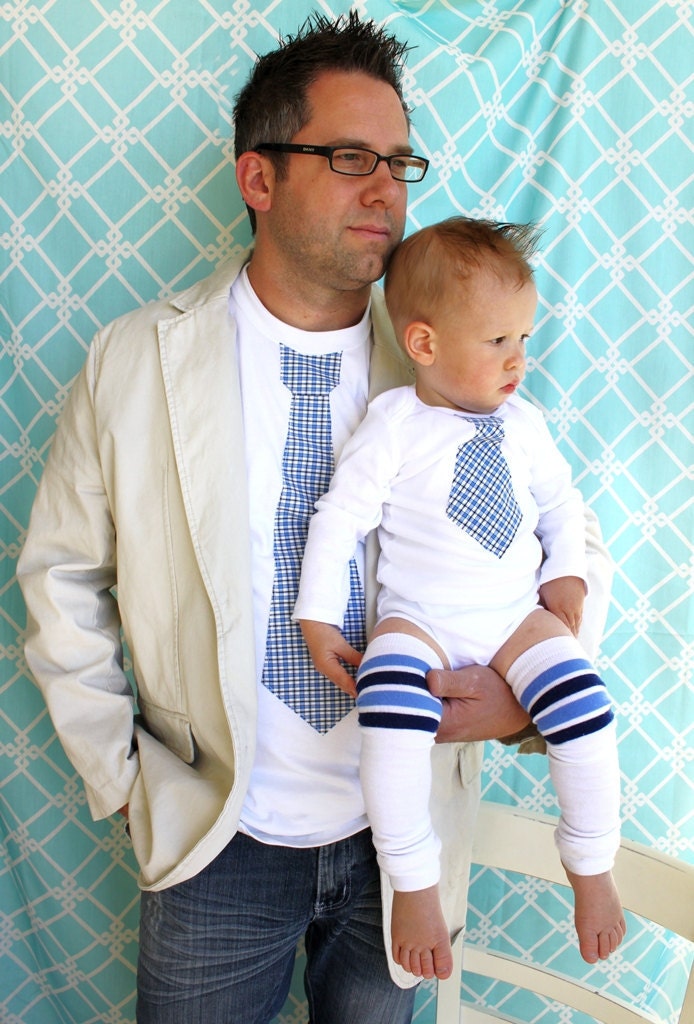 NEW Father's Day Set of 2 Tie Shirts for Daddy and Son.  Any Size Onesie and Any Size T-Shirt.  Any Tie.