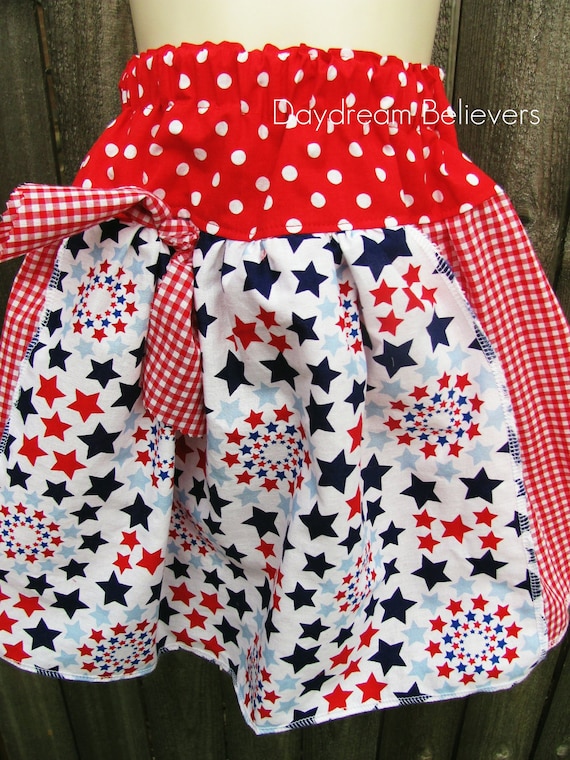 OOAK Festive Red White and Blue Skirt. Ready to Ship