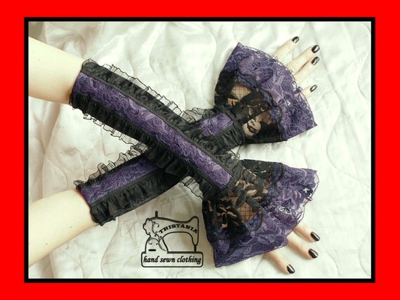 gothic cyber goth gloves arm warmers fingerless cuff harajuku queen of darkness lolita victorian steampunk corset style 0250