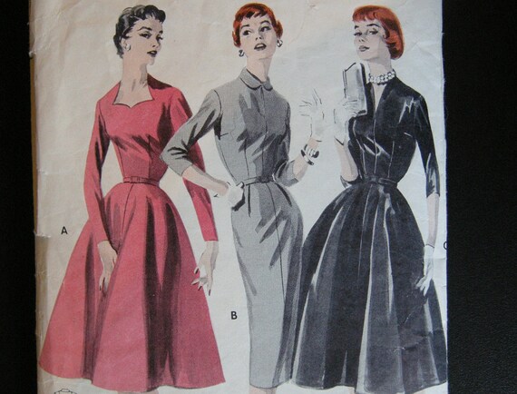 Vintage 50s Party or Day Dress Pattern Butterick by empressjade wiggle 