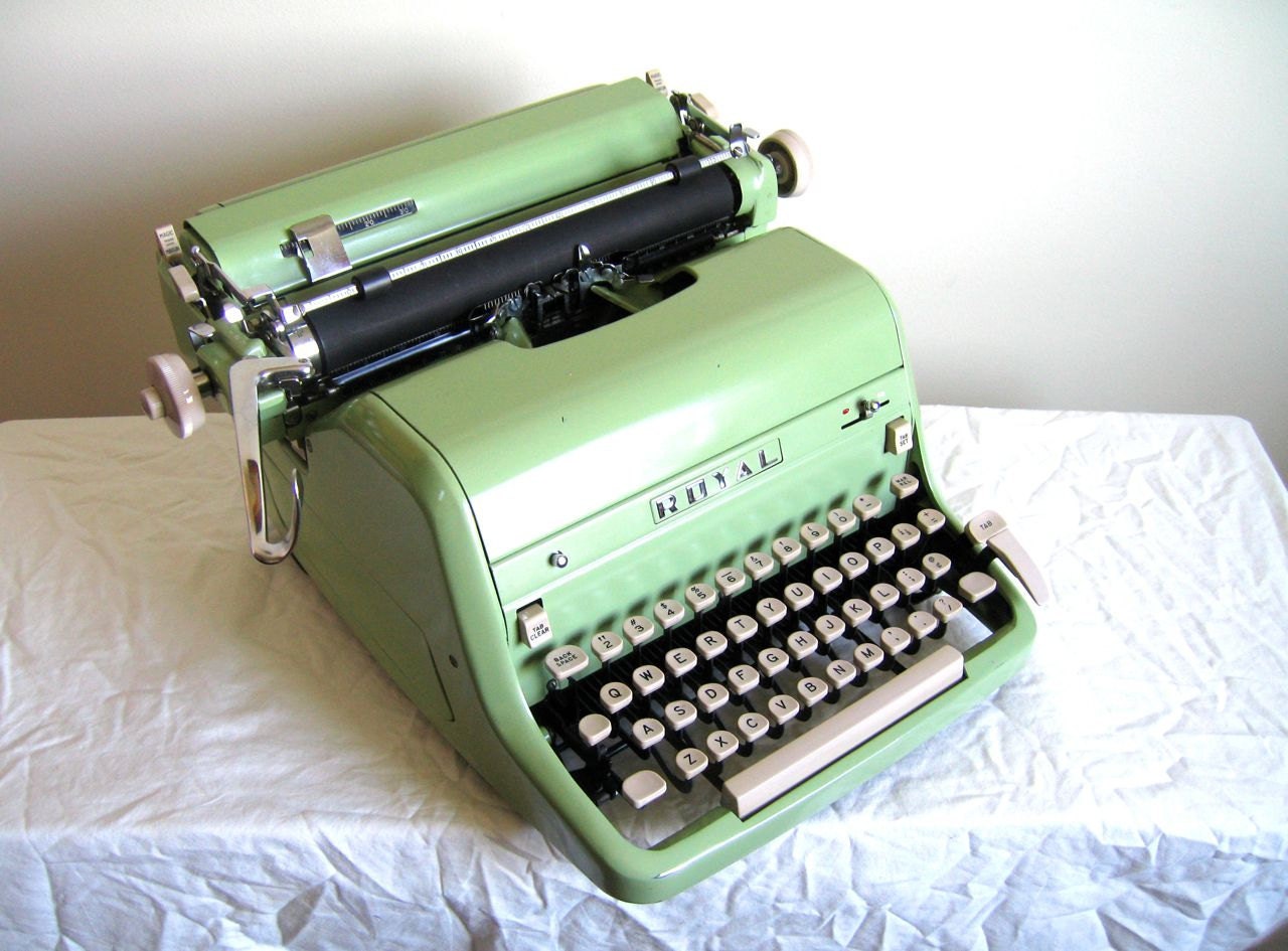 Rare Mint Green Royal HH Desktop Typewriter with pad - Emma