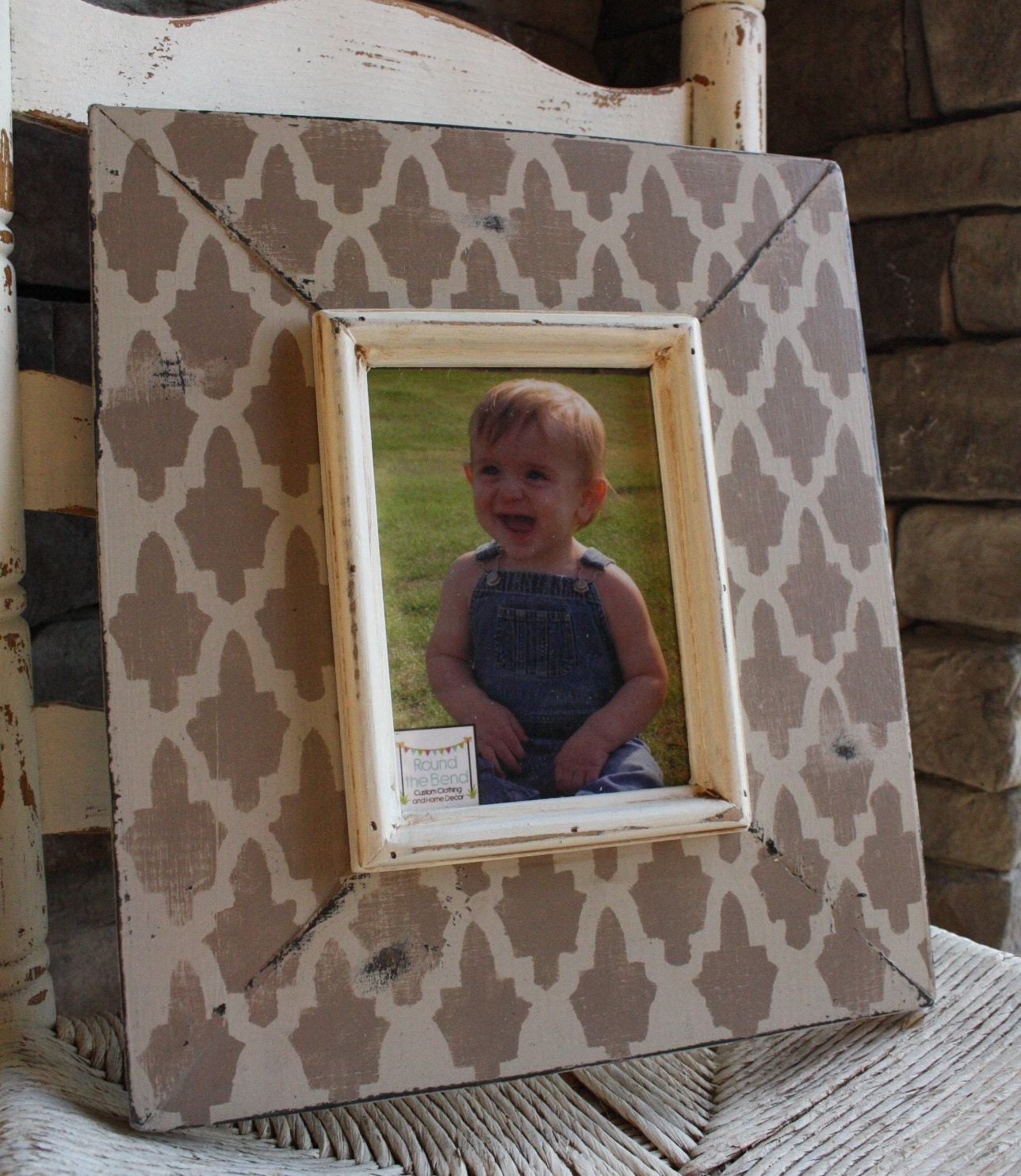 5x7 Taupe and Stone Grey Distressed Picture Frame - Available in ANY size and color