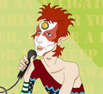 David Bowie. Ziggy Stardust. 8 x 10 Print. Original Artwork. SALE- Special Offer 2x1.