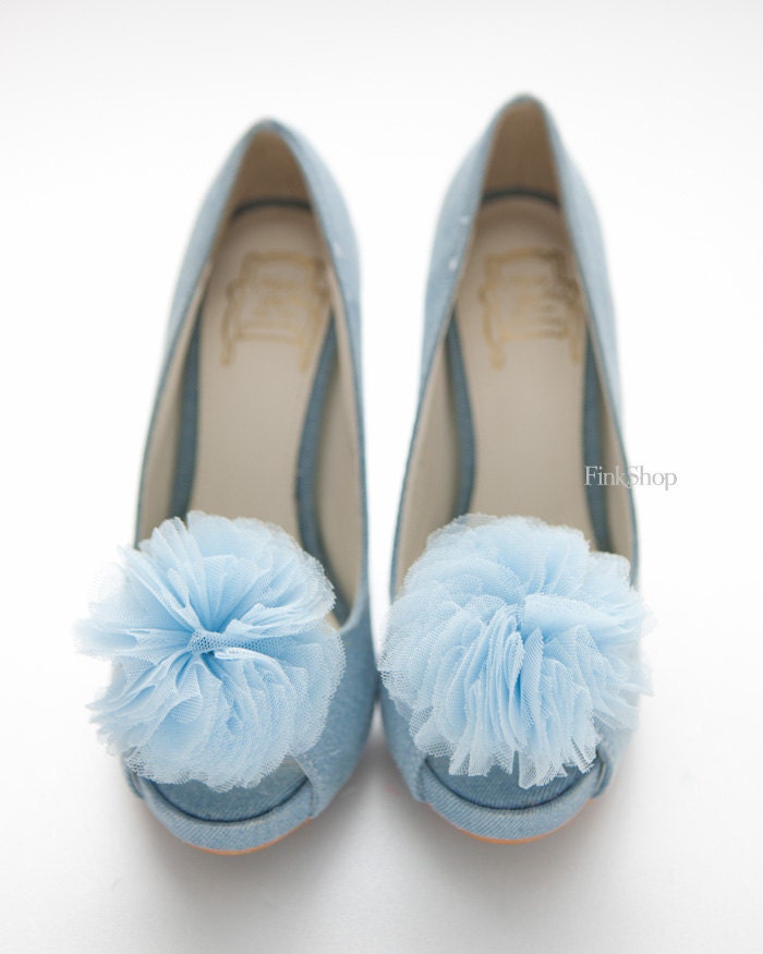 Pale Blue bloom Layered Tulles Corsage shoe clips