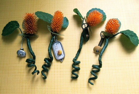 Set of 4 Yellow Industrial Steampunk Boutonnieres