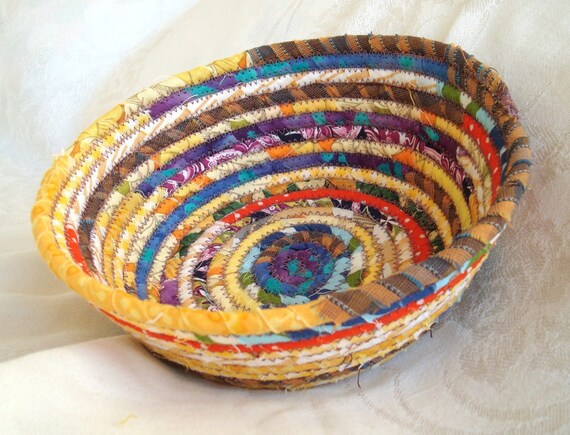 Fabric Basket - orange - yellow - violet