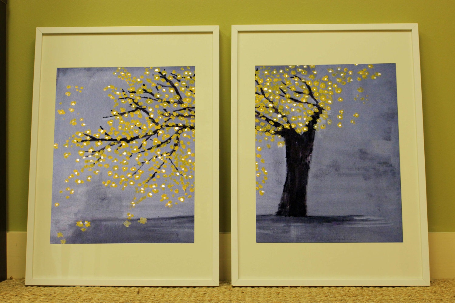 Yellow Blooms Tree Diptych Wall Art