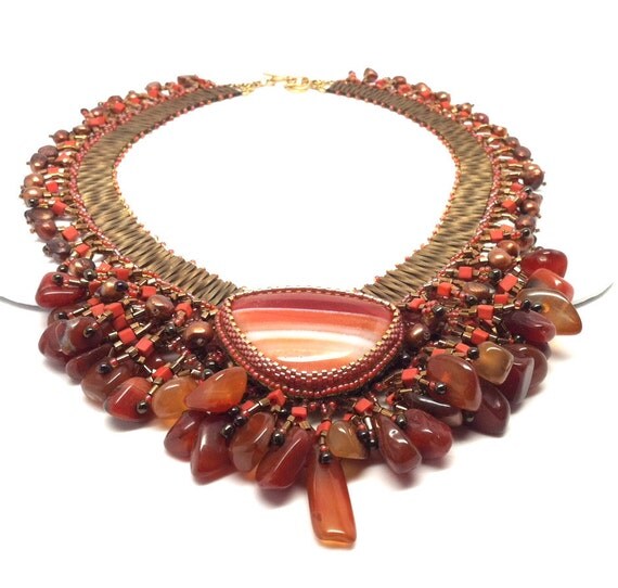 Bib Necklace Nubian Sunset in Fall Autumn Colors