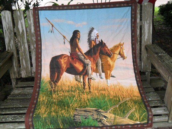 Native American and Horses Baby Blanket