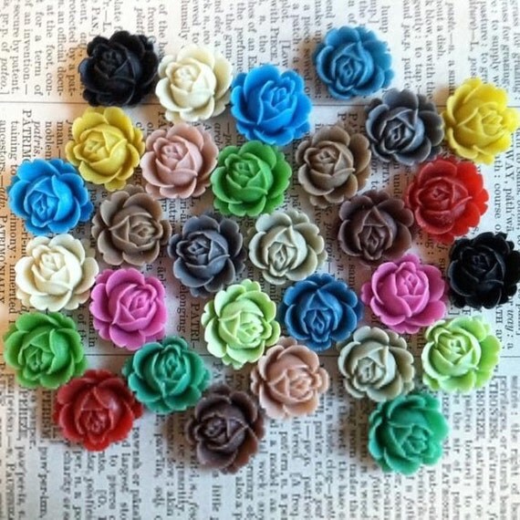 Intro SaLE - (fc2003) New Style Flower Cabochons matte finish - 20mm - Set of 15