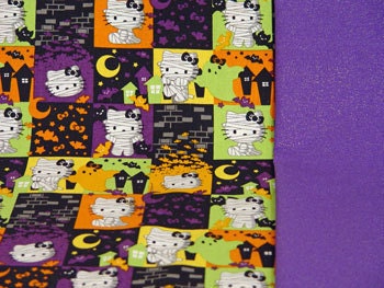 Halloween Mummy Hello Kitty Ghost with Bows Pillowcase Dress with Sparkly Purple Accent Fabric