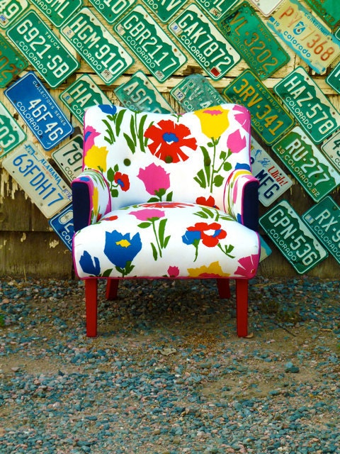 Vintage Flower Art Deco Chair by Vintage Renewal