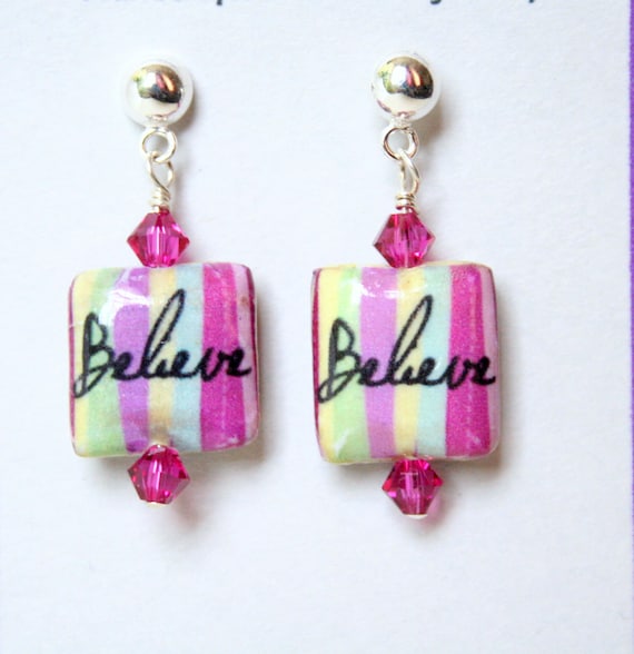 Believe Pink Boho Chic Petite Eco Earrings