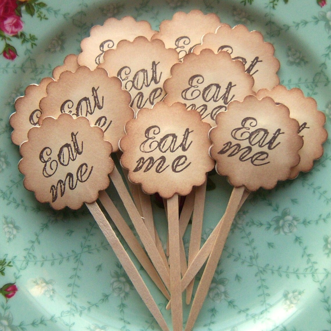 Eat Me - Alice in Wonderland Inspired Party Toppers - Vintage Inspired