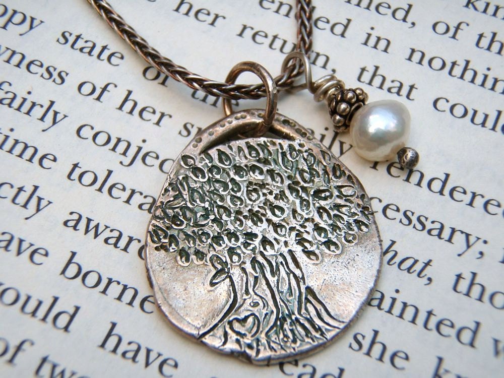 tree of life necklace . recycled silver pendant . sterling silver chain . emerson quote . free shipping