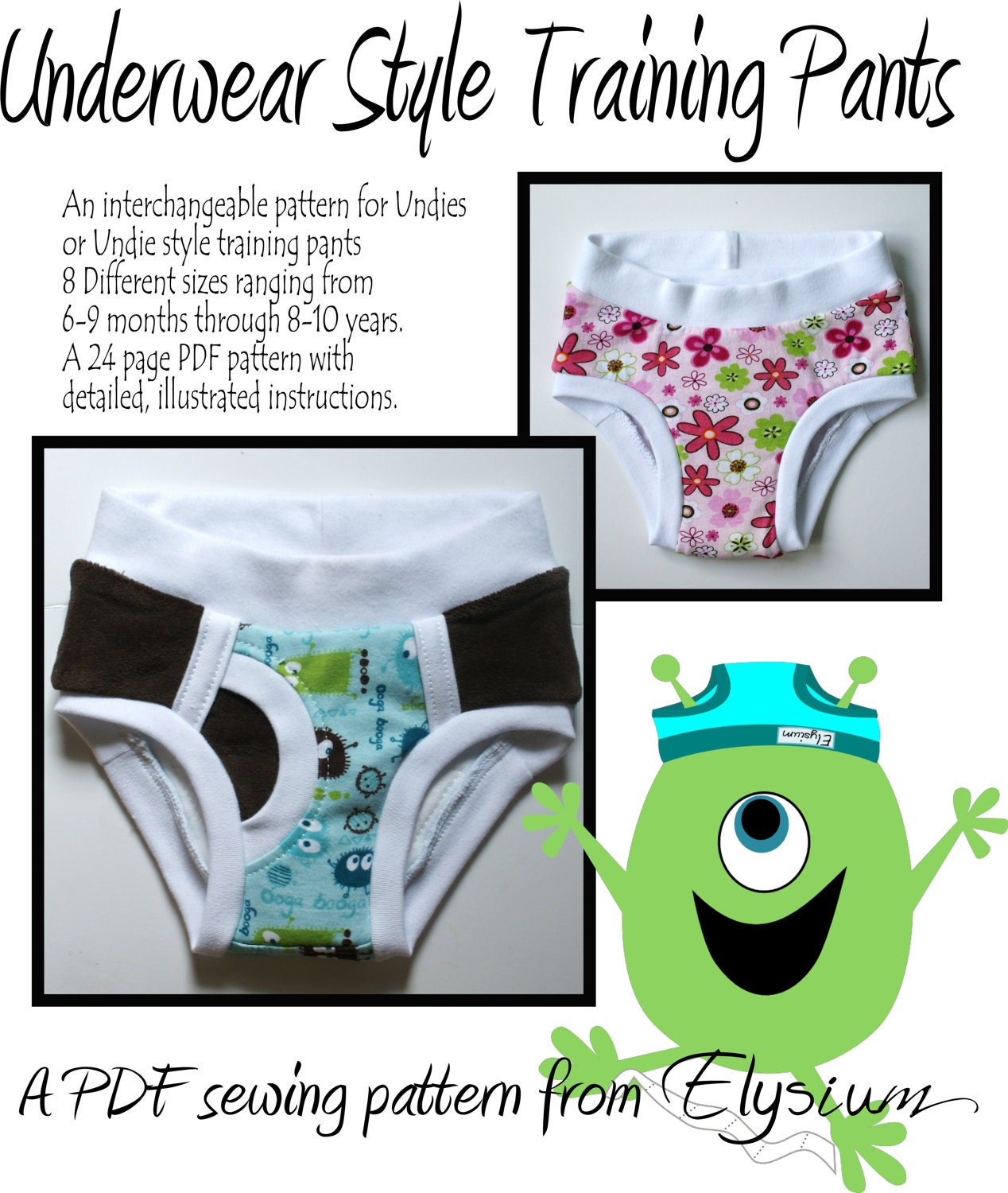 Underwear Style Training Pants PDF Sewing Pattern