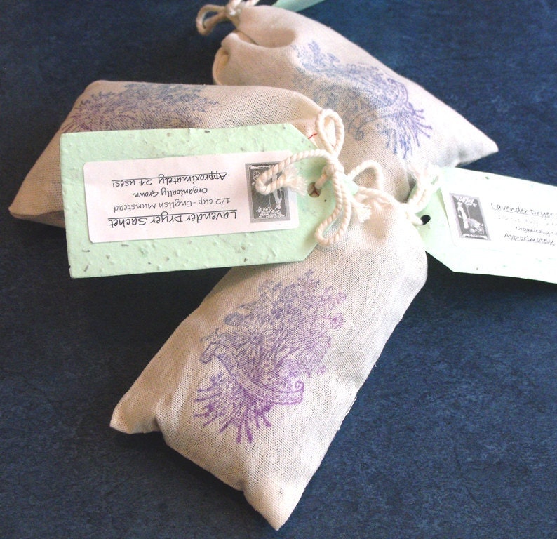 Lovely Lavender Dryer Sachets - Set of 3 - Aromatherapy for Laundry - Organic - No filler - Reuseable - Eco friendly