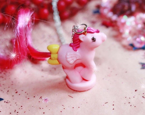 Pink Qirky Kitsch Pony Necklace Unicorn Horse Fairy