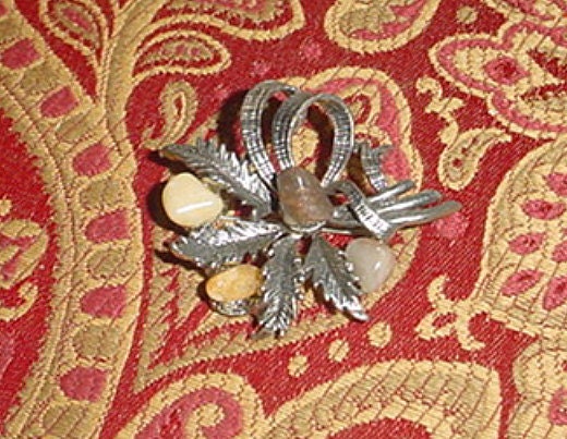Brooch Vintage Miracle Style Silver Agate