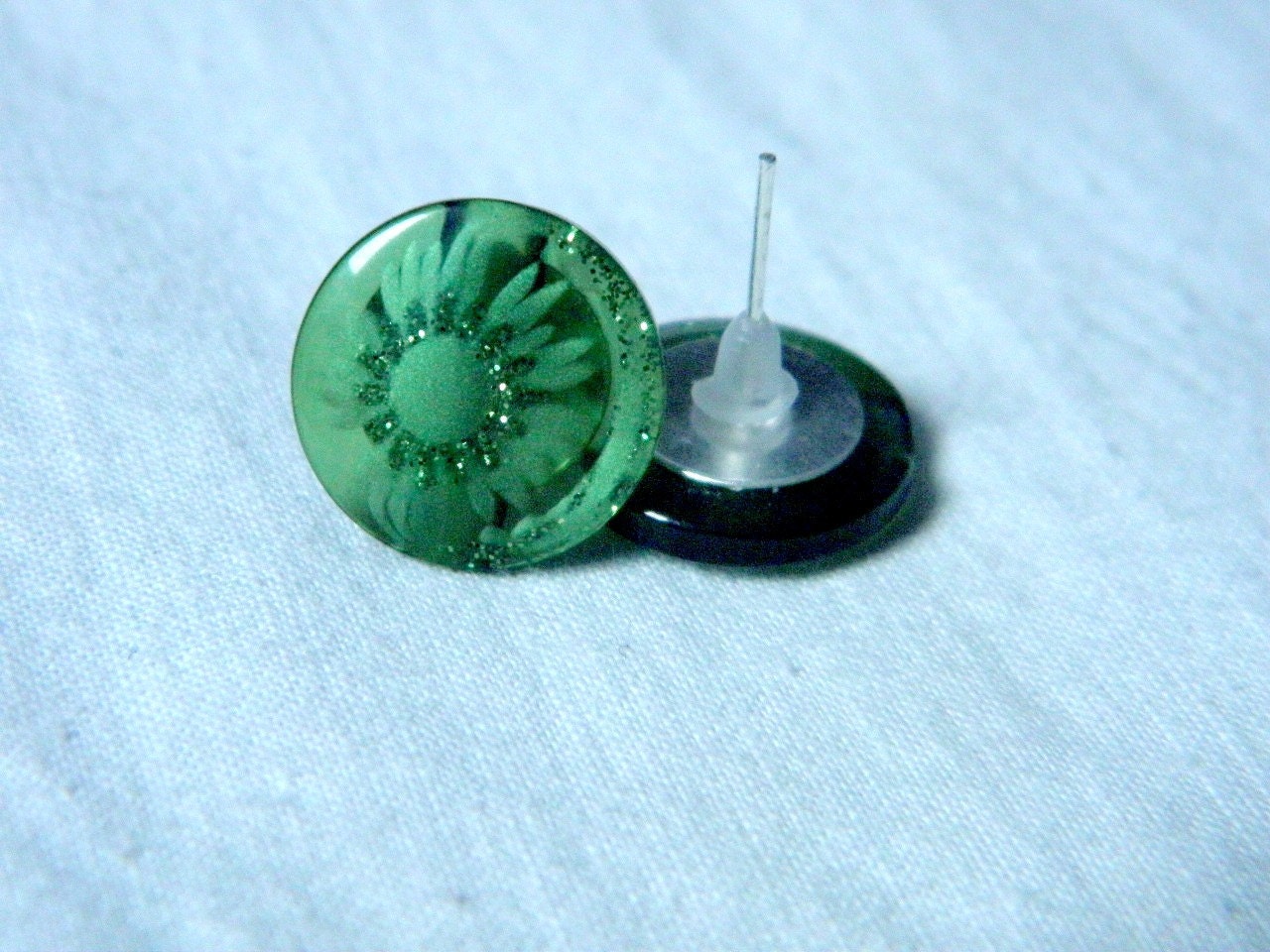 Plastic button earrings
