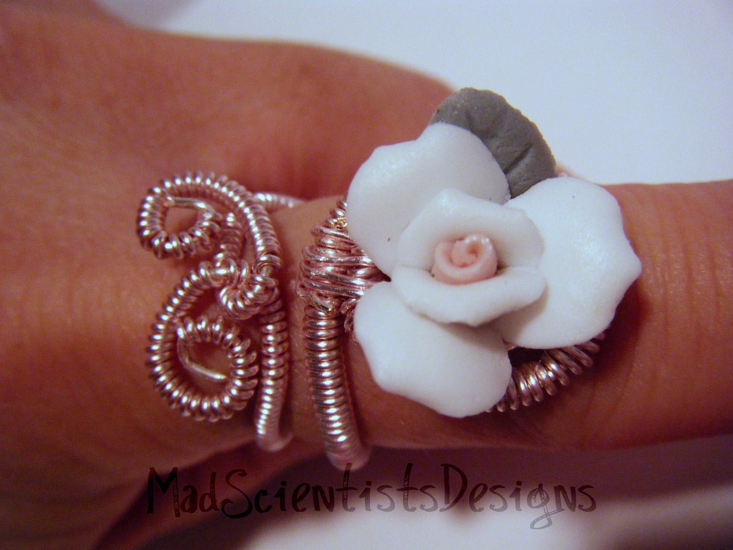 August Challenge Artists For Animals Pink Coiled Wire Ring OOAK