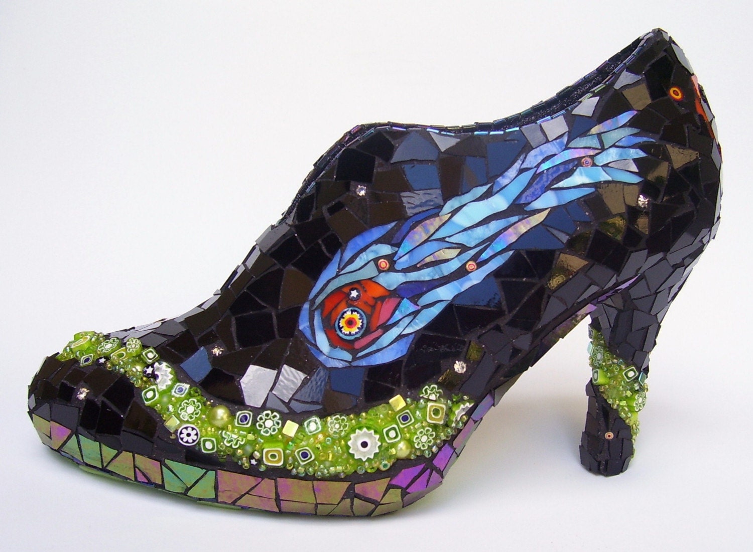 SPACE CASE - Stained Glass Cosmic High Heel Mosaic Shoe Sculpture
