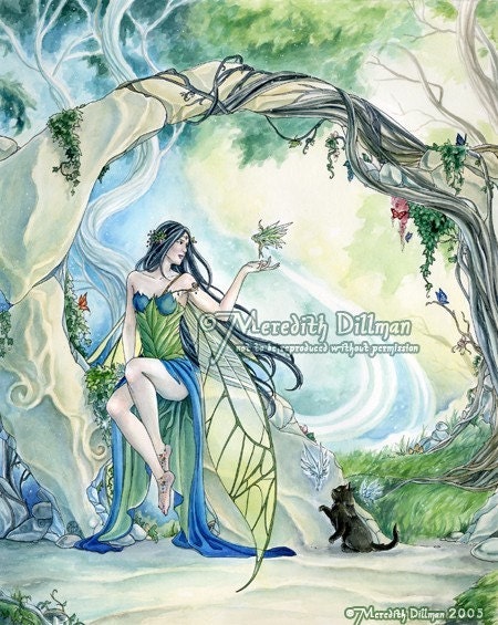 Fantasy Pics Of Fairies. Faery Glen fairy cat art print