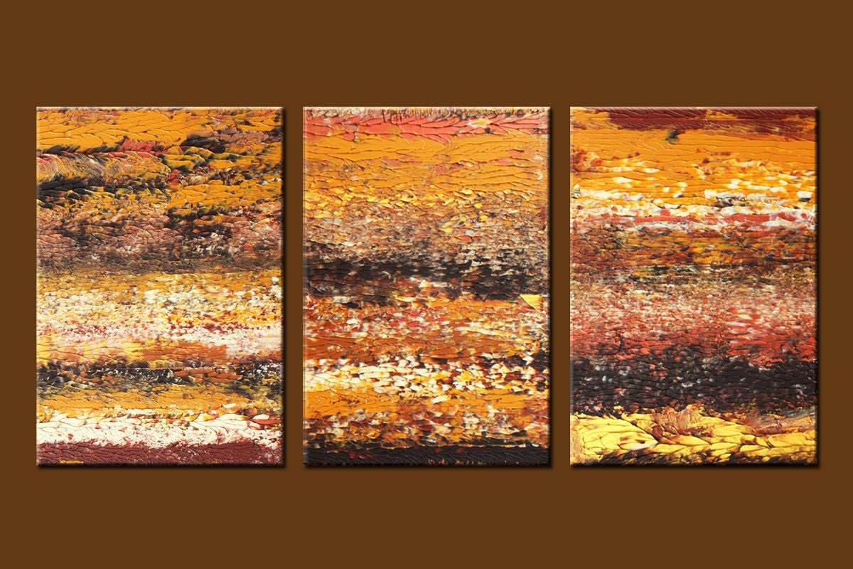 Prismatic 4 - 14x33 Inch Original Fine Art, Triptych Painting with Rich Texture