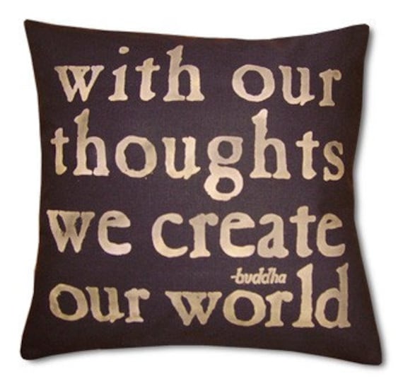 With Our Thoughts Black Pillow, hemp