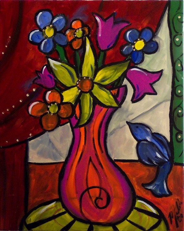 Vase Of Flowers Still Life Original Painting