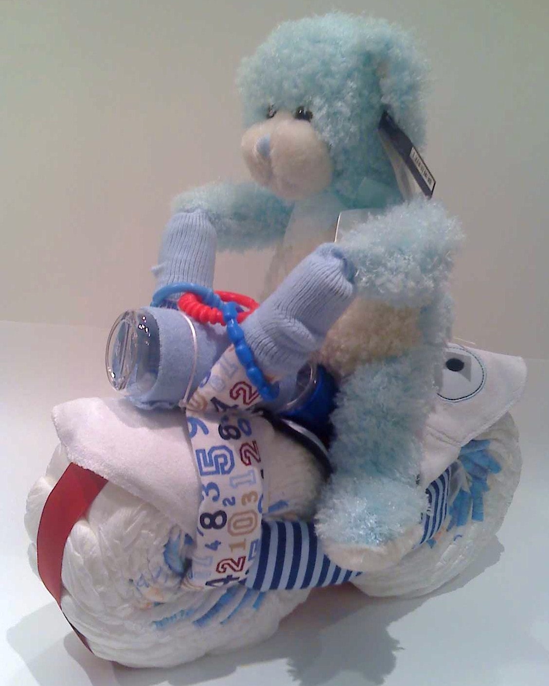 Adorable Bike Diaper Cake gift or a centerpiece for Baby Shower