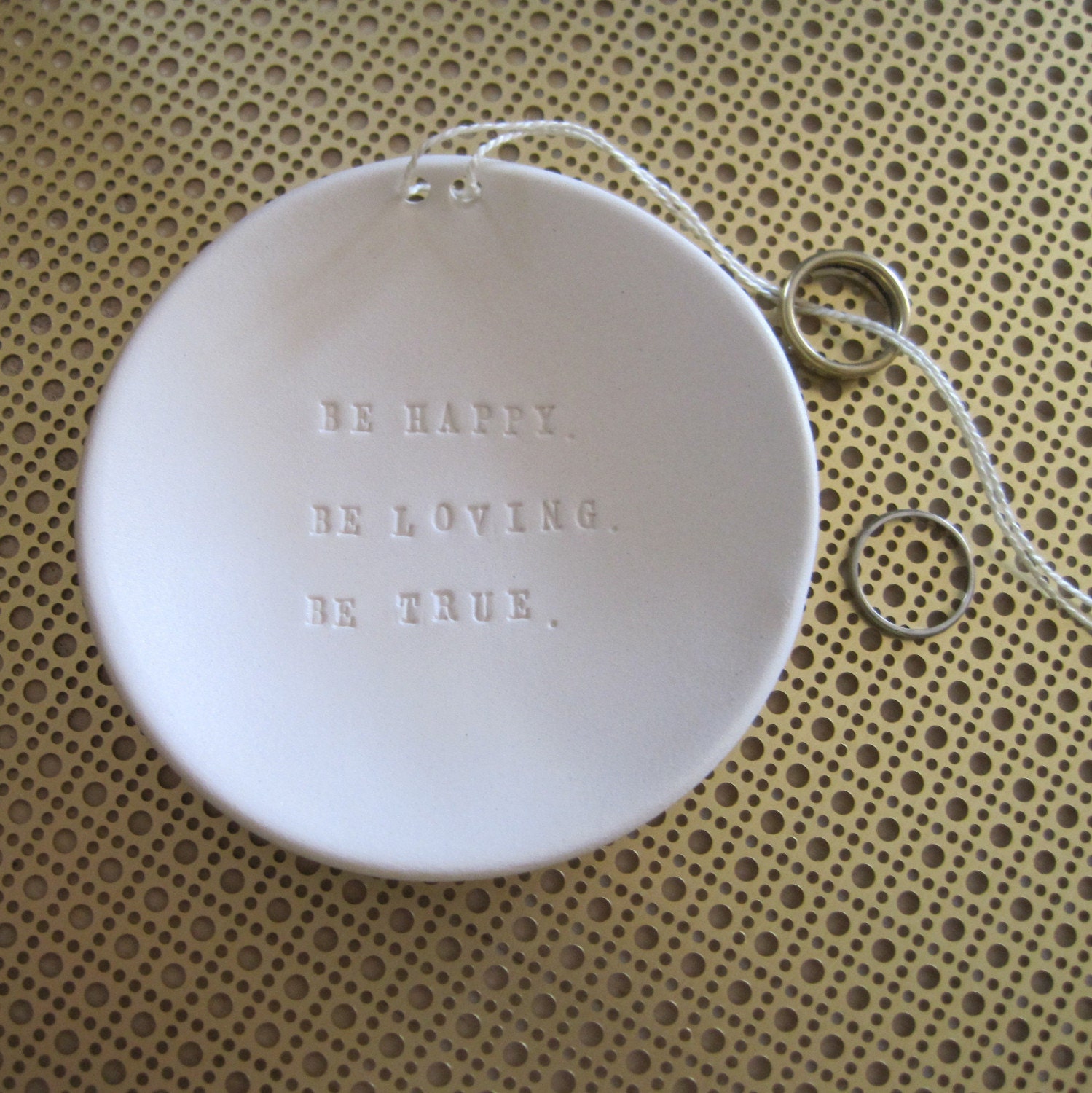 Be Happy. Be Loving. Be True.  Ring Bearer Bowl (TM) wedding or commitment ceremony dish - the original design by Paloma's Nest