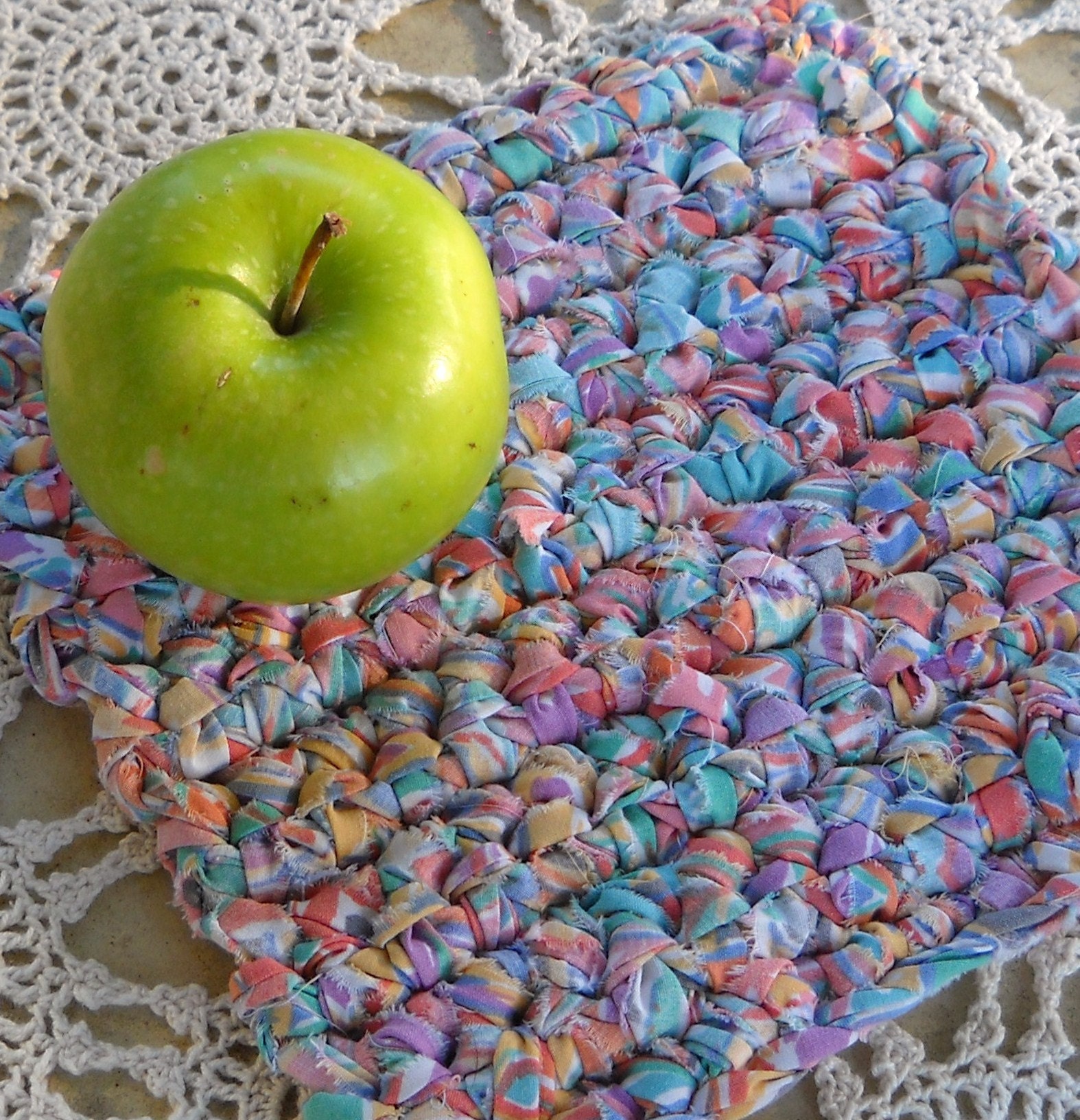 Southwest Flower  Garden Recycled Crochet Trivet