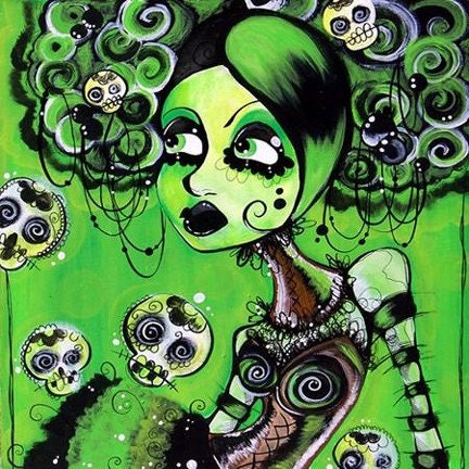 day of the dead skull girl. Day of the Dead Green Sugar