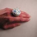 EMERY Pincushion Ring - Mod Square Flowers in Blues