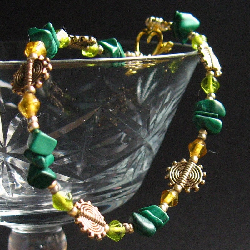 Handmade Gemstone Bracelet - Malachite in Summer