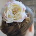 boutique IVORY with a touch of PINK BIG ROSE hair clip bow