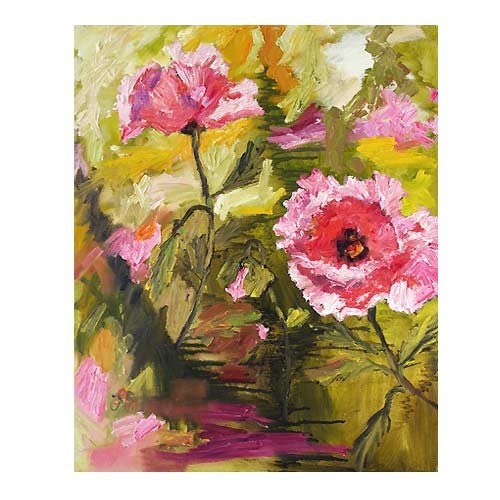 Pink Oriental Poppies ORIGINAL OIL Painting by Ginette Callaway
