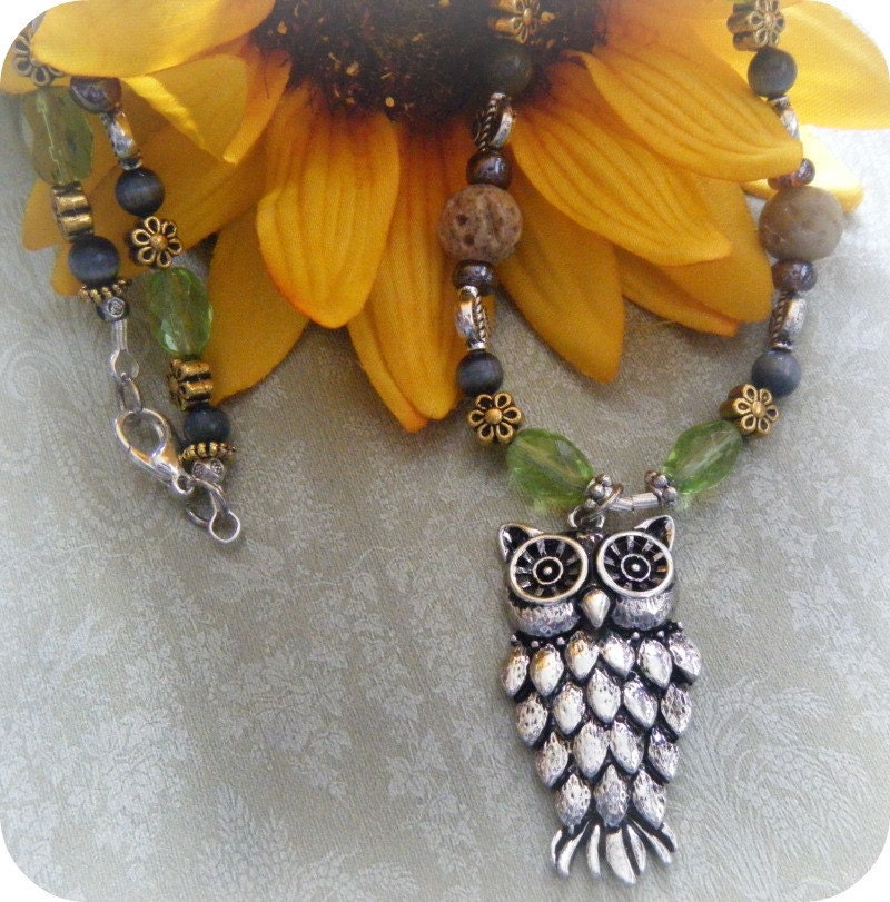 Who Gives a Hoot - OOAK Beaded Owl Pendant Necklace