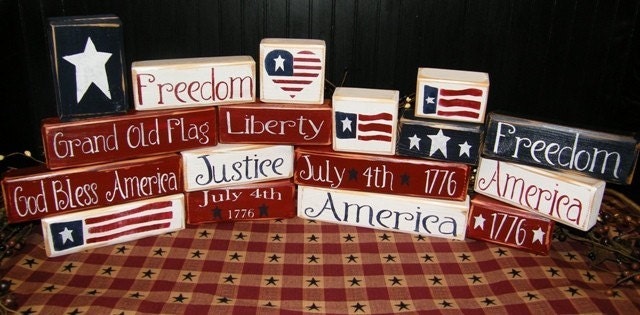 LAND THAT I LOVE wooden letter block sign Americana - Patriotic - Seasonal - Custom - Personalize - Home Decor - Flag - Star