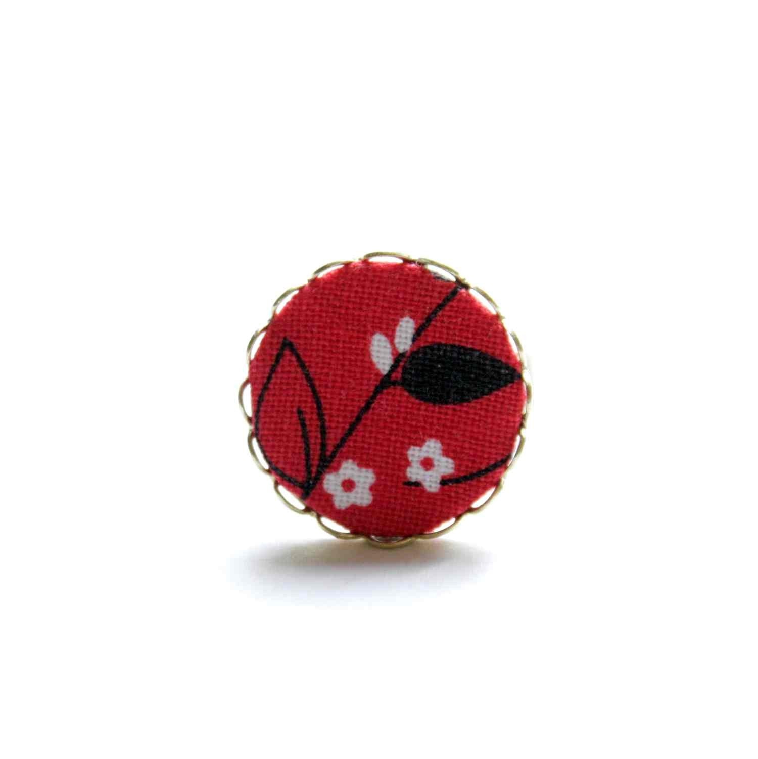 Bloom ring  - gold plated metal ring with fabric