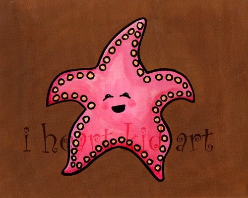 Starfish,  Jellyfish, and Octopus Kid Art Canvas Paintings - Three 8x10in Canvas