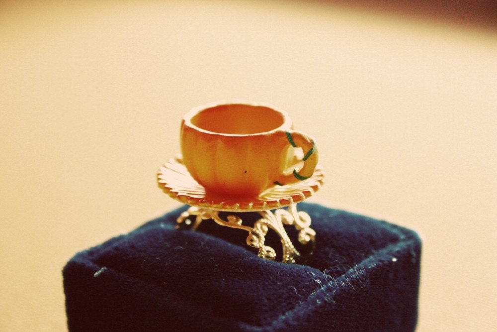 Cinderella Pumpkin carriage teacup ring