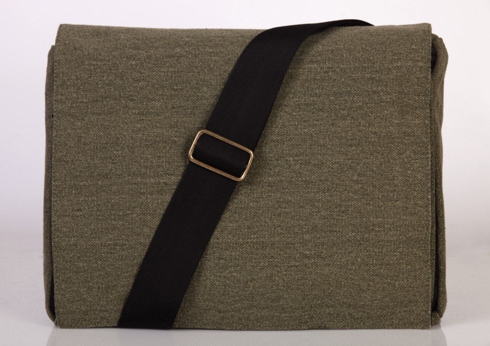ON SALE 10% -Mula - Light Green Canvas Messenger Bag - Adjustable Strap