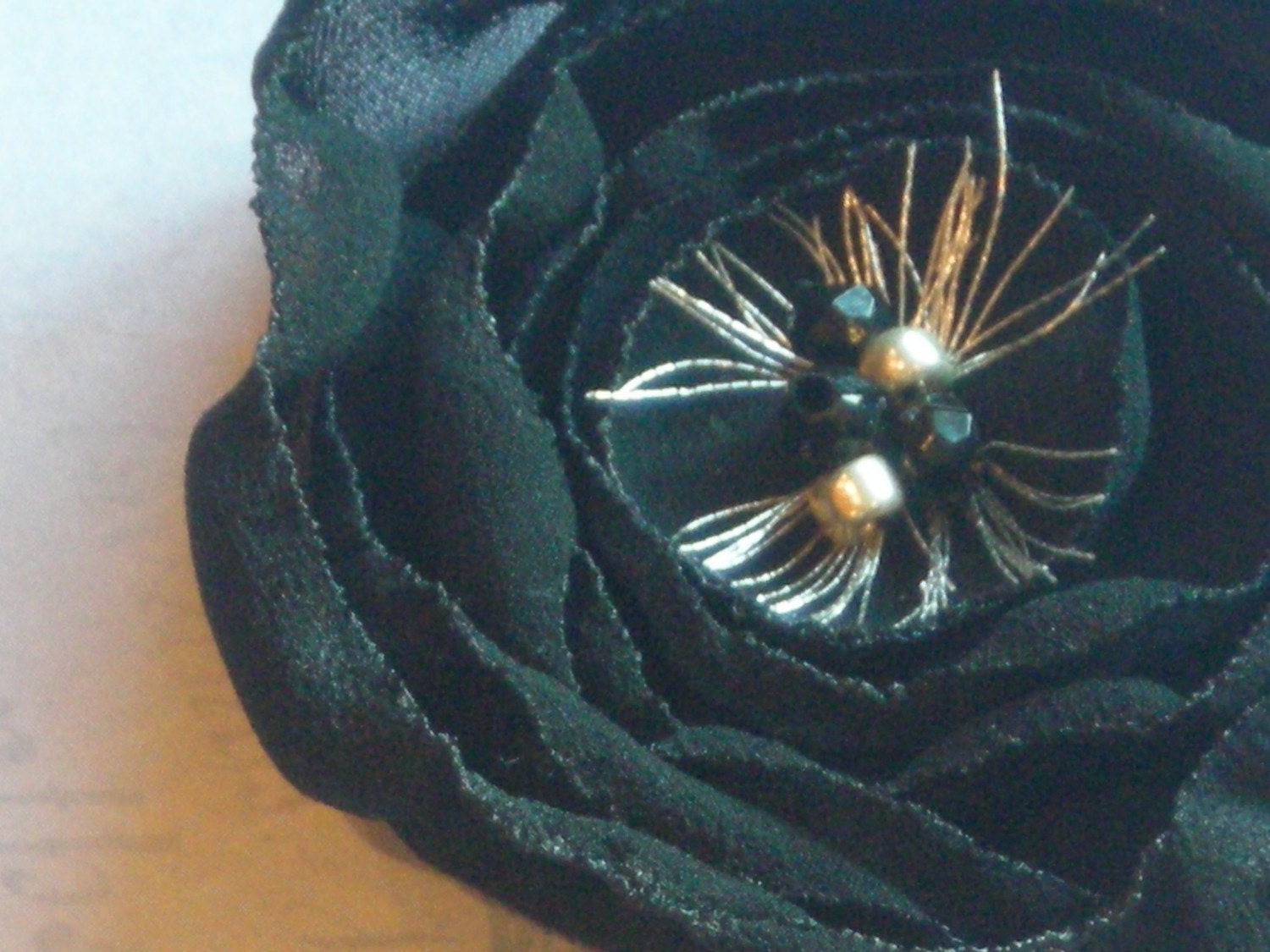 Black and silver chiffon hair pin